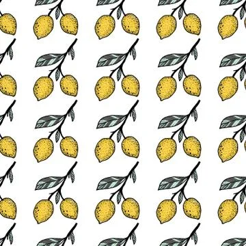 Seamless pattern of lemons Stock Illustration