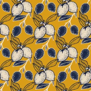Seamless pattern of lemons Stock Illustration