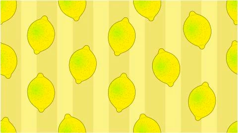 Seamless pattern with lemons on striped background. Vector illustration Stock Illustration