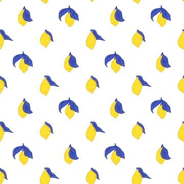 Seamless pattern with lemons. Yellow summer fruit design for textiles, kitchen Stock Illustration