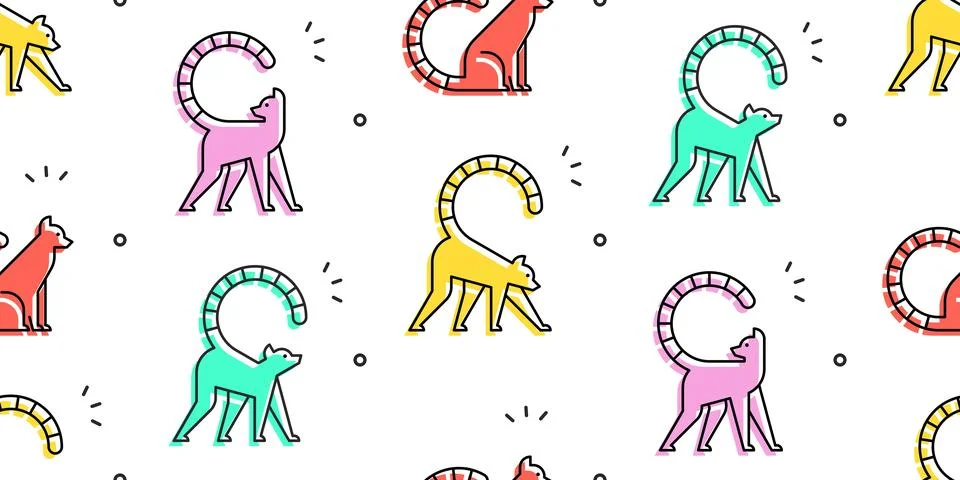 Seamless pattern with Lemurs Stock Illustration