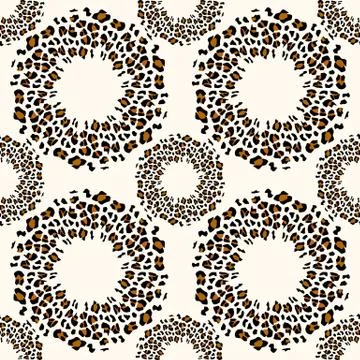 Seamless pattern with leopard circles, trendy rock or punk design, vector ill Illustrazione stock