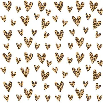 Seamless pattern with leopard hearts, trendy design, vector illustration back Stock Illustration