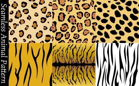Seamless pattern: leopard pattern, jaguar, cheetah, tiger pattern, zebra pattern Stock Illustration