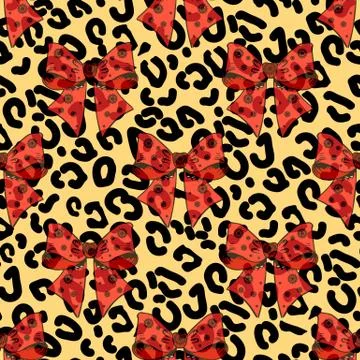 Seamless pattern with leopard print and roses. Vector background with animal Stock Illustration
