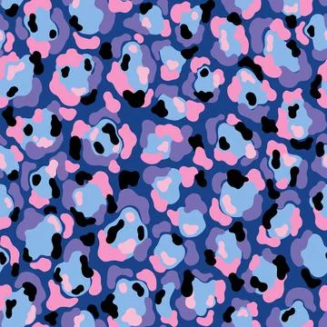 Seamless pattern leopard.Animal fur flat abstract style.Skin artistic spot form. Stock Illustration