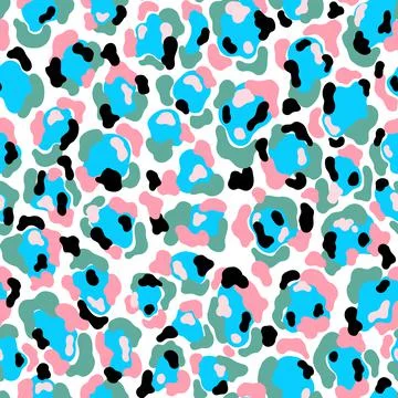 Seamless pattern leopard.Animal fur flat abstract style.Skin artistic spot form. Stock Illustration