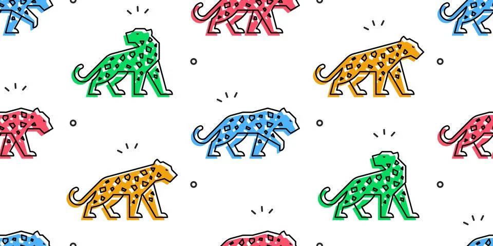Seamless pattern with Leopards イラスト素材