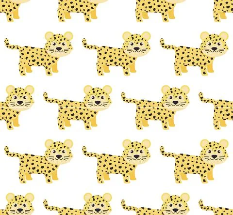 Seamless pattern in leopards. Vector illustration in a flat style. Stock Illustration