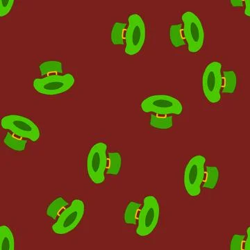 Seamless pattern leprechaun green hat patrick cartoon vector Stock Illustration