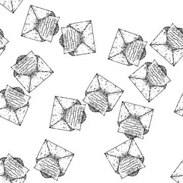 Seamless pattern letter mail paper sketch hand drawn Stock Illustration