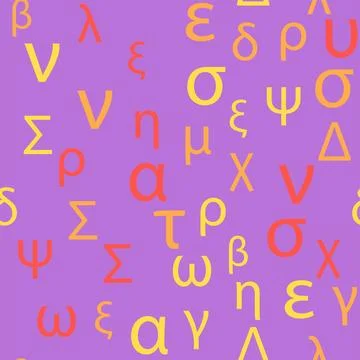 Seamless pattern Letters and symbols of the Greek alphabet. Bright Greek alph 库存插图