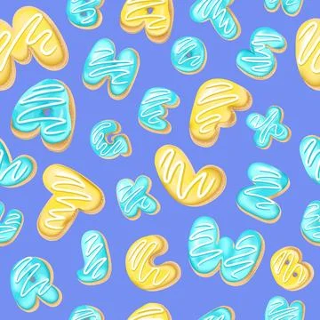 Seamless pattern with letters donuts Stock Illustration