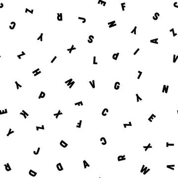 Seamless pattern of letters. Random order signs. Vector background Stock Illustration