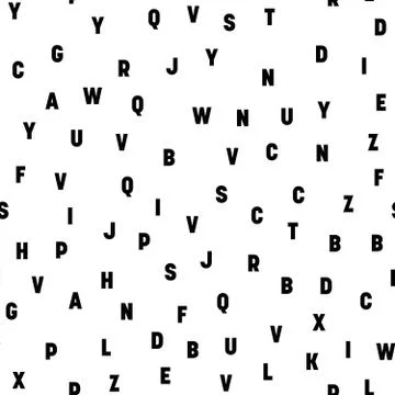 Seamless pattern of letters. Random order signs. Vector background Illustrazione stock