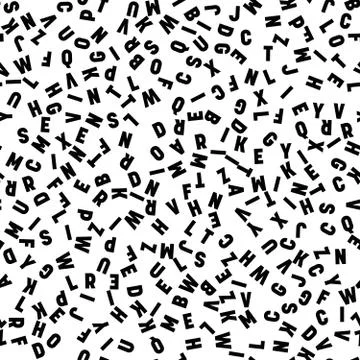Seamless pattern of letters. Random order signs. Vector background Stock Illustration