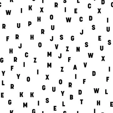 Seamless pattern of letters. Random order signs. Vector background 스톡 일러스트