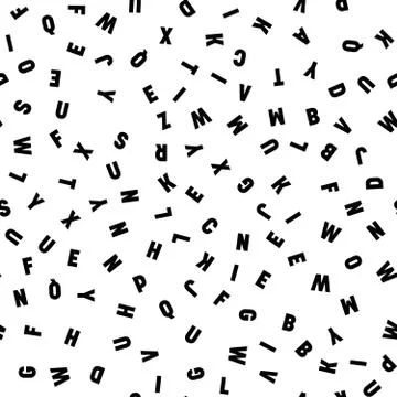 Seamless pattern of letters. Random order signs. Vector background Stock Illustration