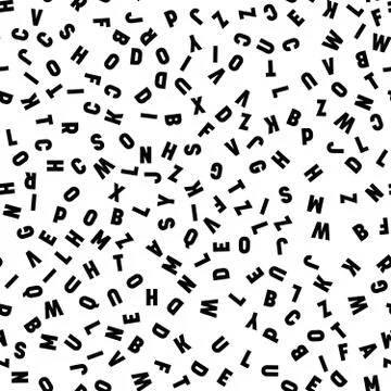 Seamless pattern of letters. Random order signs. Vector background Illustrazione stock