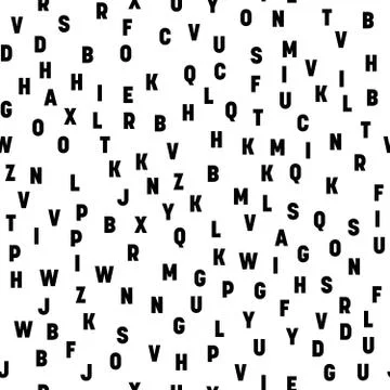 Seamless pattern of letters. Random order signs. Vector background Stock Illustration