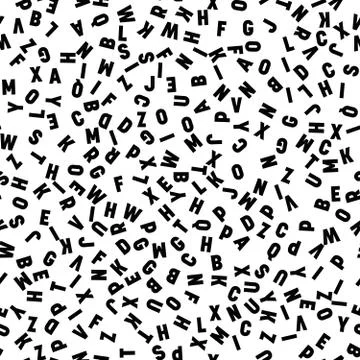 Seamless pattern of letters. Random order signs. Vector background Stock Illustration
