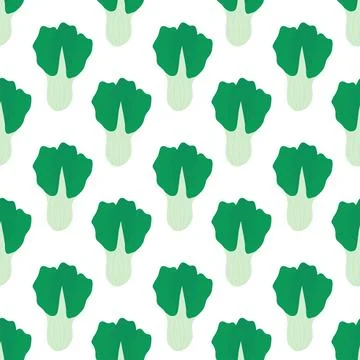 Seamless pattern with lettuce. Summer wallpaper. Vector flat illustration. Stock Illustration