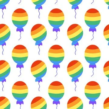 Seamless Pattern with LGBT Rainbow Balloon. LGBTQ background. Stock Illustration