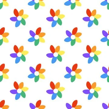 Seamless Pattern with LGBT Rainbow flower. LGBTQ. Stock Illustration