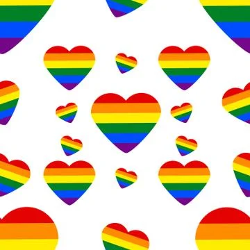 Seamless Pattern with LGBT rainbow heart. Celebrating gay people rights. Same Stock Illustration