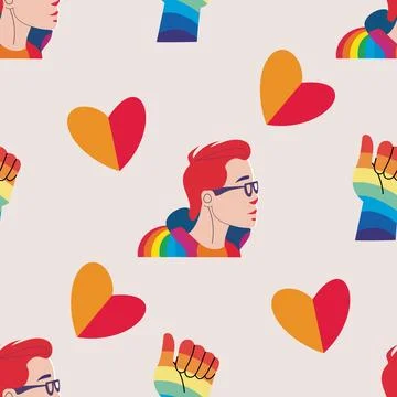 Seamless pattern LGBTQ Pride Parade Set. Vector illustration of a gay pride 库存插图