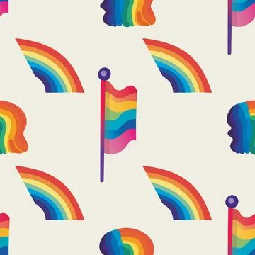 Seamless pattern LGBTQ Pride Parade Set. Vector illustration of a gay pride 스톡 일러스트