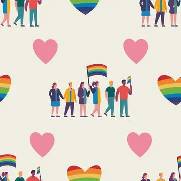 Seamless pattern LGBTQ Pride Parade Set. Vector illustration of a gay pride Illustrazione stock