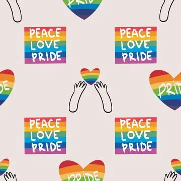Seamless pattern LGBTQ Pride Parade Set. Vector illustration of a gay pride 库存插图