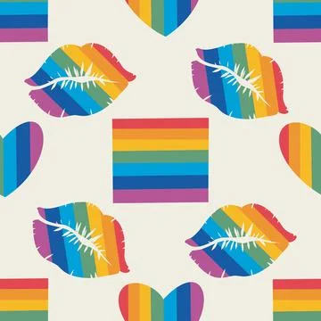Seamless pattern LGBTQ Pride Parade Set. Vector illustration of a gay pride Illustrazione stock