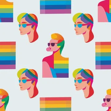 Seamless pattern LGBTQ Pride Parade Set. Vector illustration of a gay pride Stock Illustration