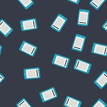 Seamless pattern library e-reader cartoon vector Stock Illustration