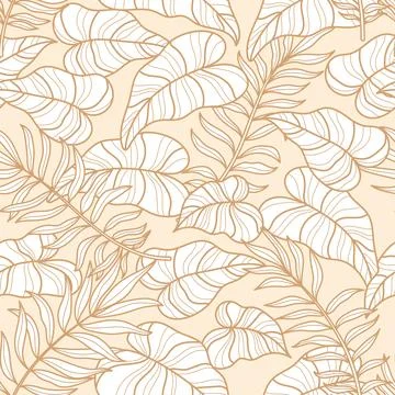 Seamless pattern on a light background with palm leaves Illustrazione stock
