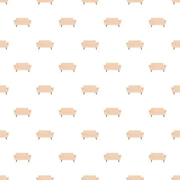 Seamless pattern with light beige modern sofa Illustrazione stock