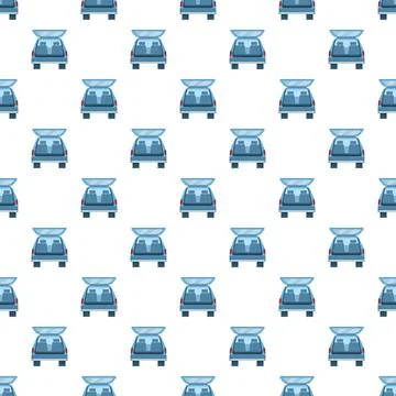 Seamless pattern with light blue compact cars Stock Illustration