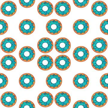Seamless pattern of light blue donuts on a white isolated background Stock Illustration