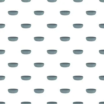Seamless pattern with light blue empty ceramic bowls Stock Illustration