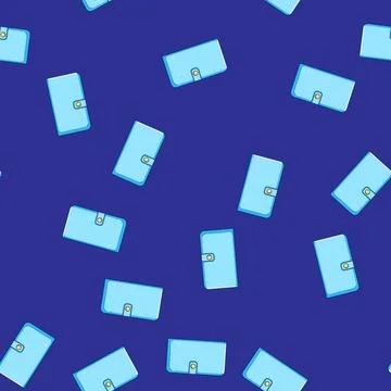 Seamless pattern Light blue travel wallet closing with button Stock Illustration