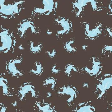 A seamless pattern of light blue water splashes isolated on a brown backgroun Stock Illustration