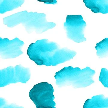 Seamless pattern with light blue watercolor brushstrokes. Stock Illustration