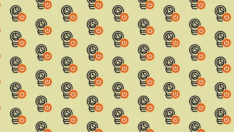 Seamless Pattern of Light Bulb and Power Button Icons. Video stock 325386478