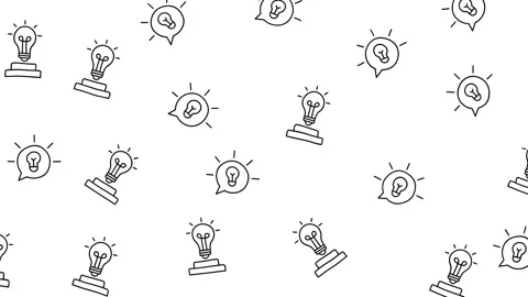 Seamless Pattern of Light Bulb Icons Representing Creativity and New Ideas Stock Footage 345539437