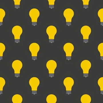 Seamless pattern light bulbs on a gray background Stock Illustration