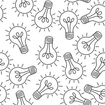 Seamless pattern with light bulbs. Stock Illustration