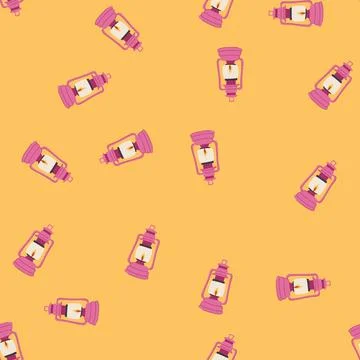 Seamless pattern light kerosene lamp cartoon vector Stock Illustration
