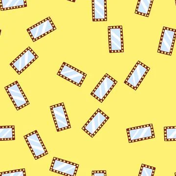 Seamless pattern light makeup mirror frame cartoon vector Illustrazione stock